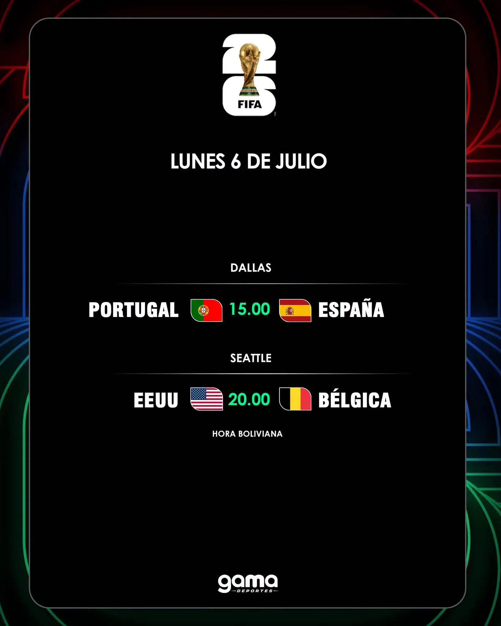 🏆🌎 La agenda de hoy   Dos partidazos para arrancar la semana. Salen dos clasificados más a los cuartos de final de la Copa del Mundo.